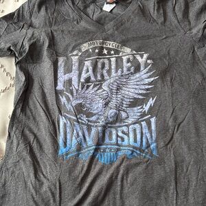 Harley-Davidson Charcoal Tee with Blue Graphic